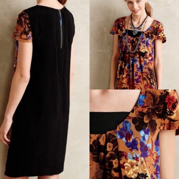 Anthropologie 100% Silk Pintura Shift Dress Size XS Floral Print Bohemian Boho - Picture 2 of 10